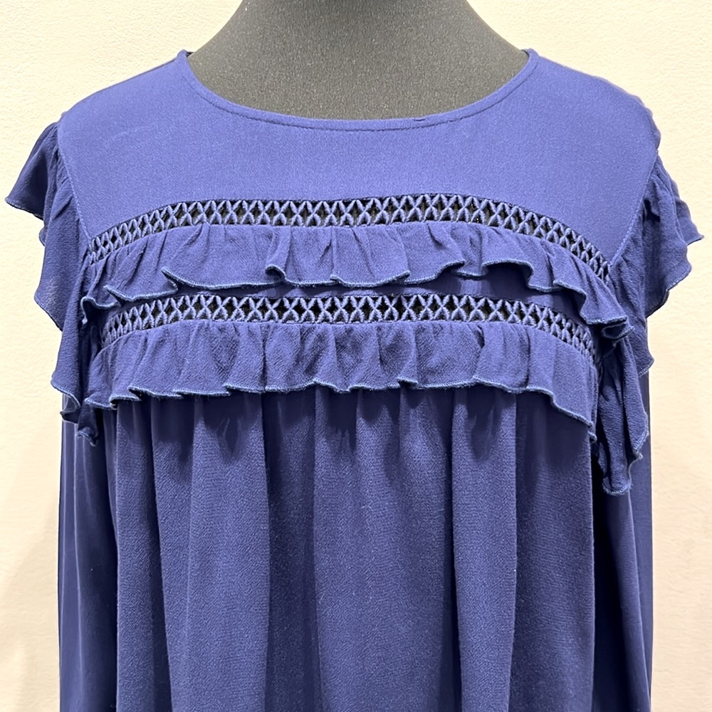 Dark Blue Ruffle LS - Picture 2 of 6